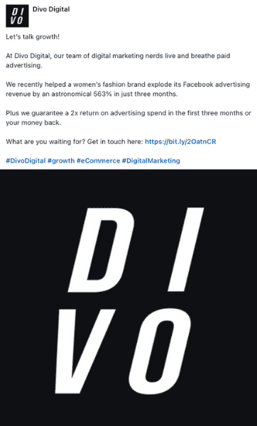Divo Digital LinkedIn post example