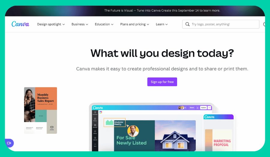 Canva homepage