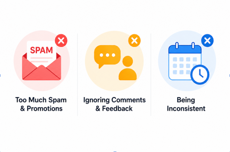 LinkedIn newsletter mistakes graphic