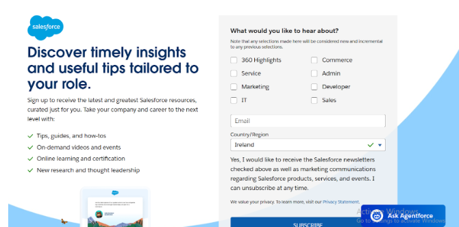 Salesforce Newsletter example