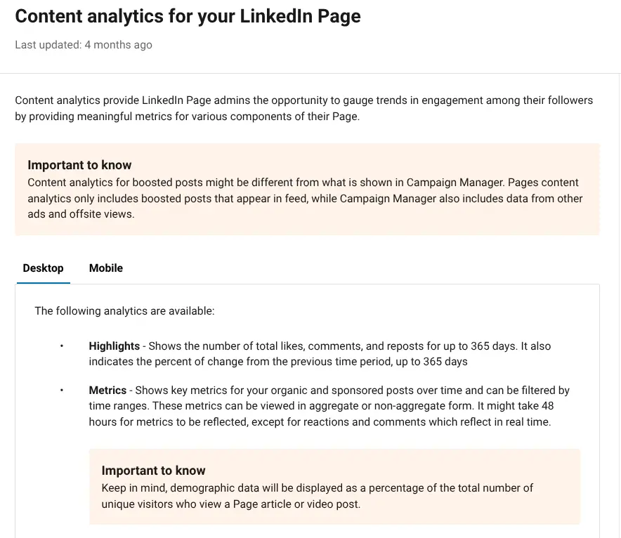 Content Analytics For Your LinkedIn Page