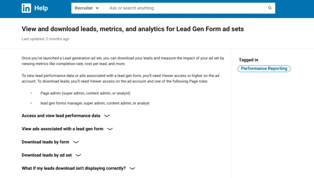 Screenshot of LinkedIn Analytics page