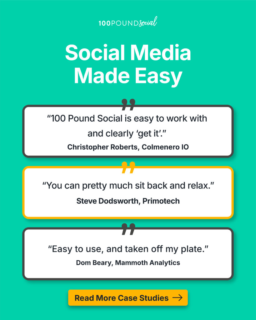 April 2026 Newsletter: Simple, Stress-Free Social Media 1 100 Pound Social client quotes